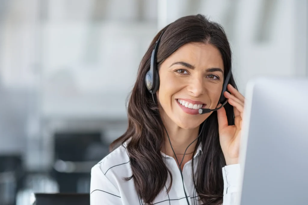 a woman running a telephone answering service