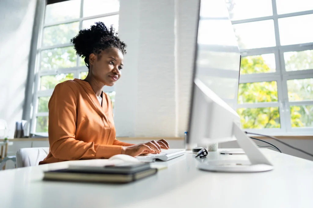woman working as a virtual assistant